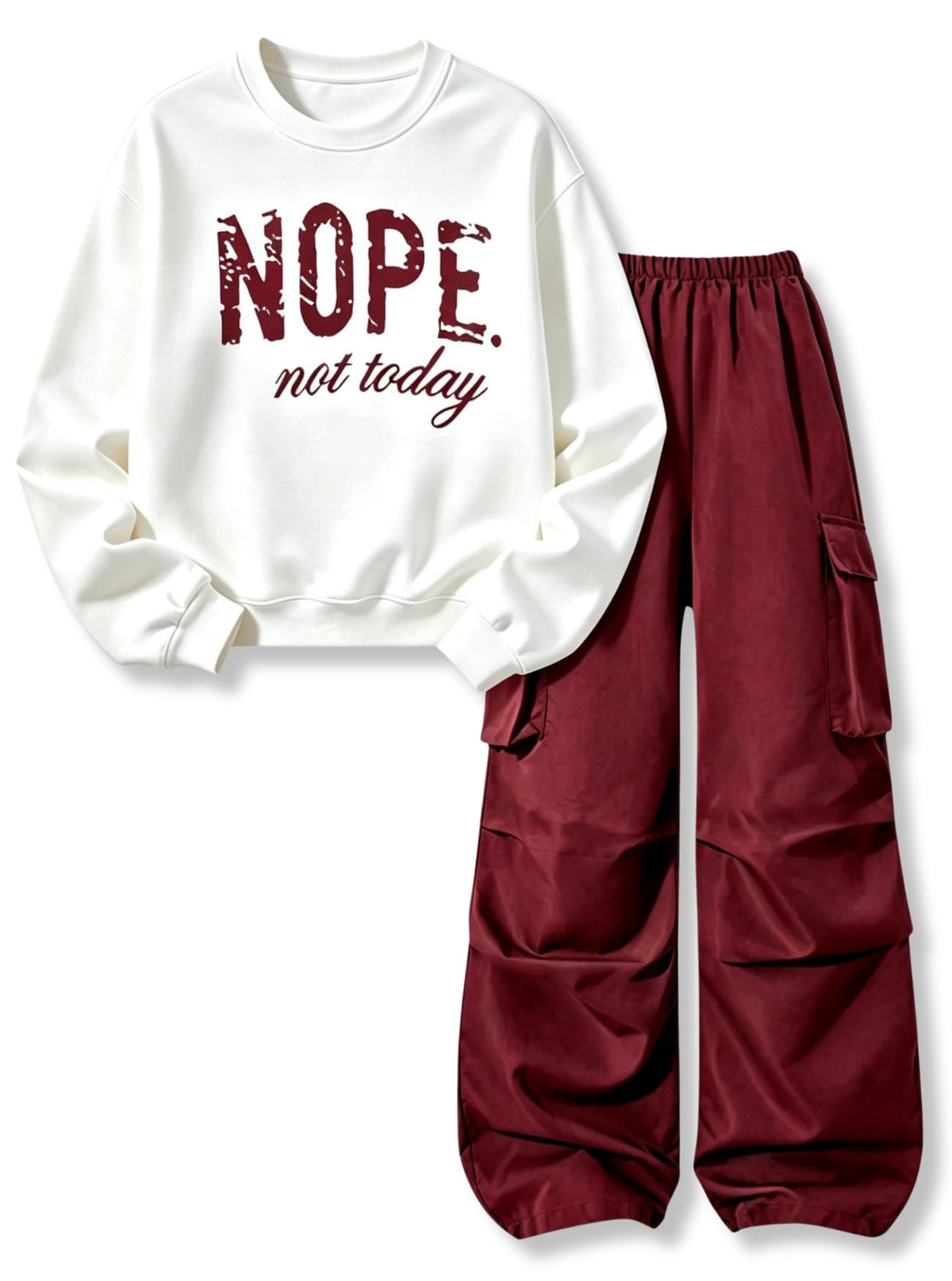 Teen Girls Clothes 2 Piece Outfits Letter Print Long Sleeve Tops and Cargo Pants Clothing Set