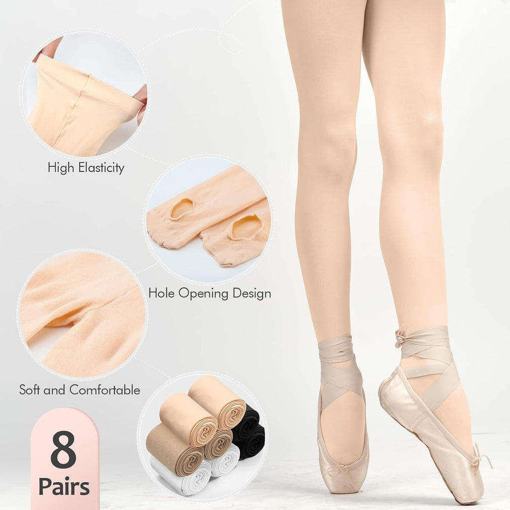 Janmercy 8 Pair Girls Ballet Tights Convertible Leggings
