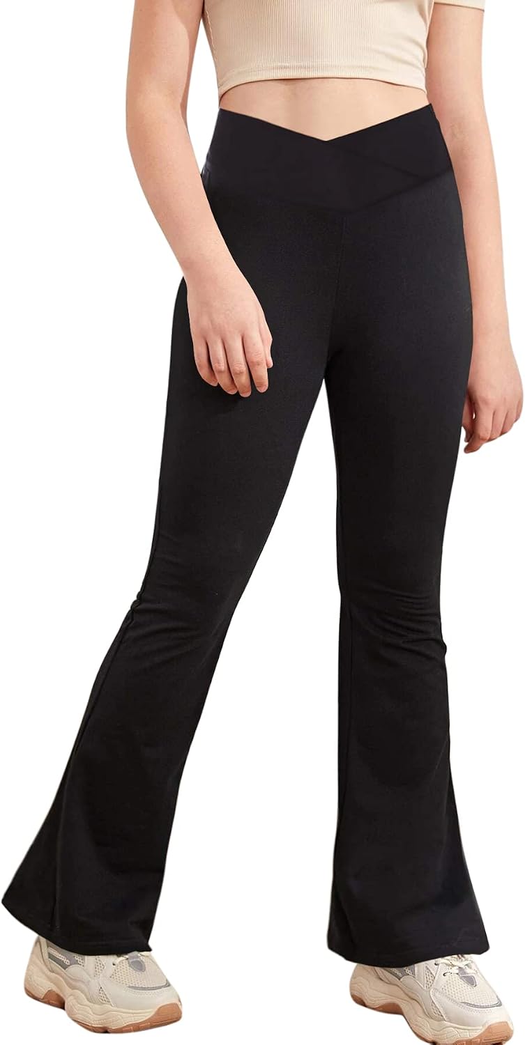 Esobo Girls Flare Leggings Kids High Waist Yoga Dance Pants Bell Bottoms