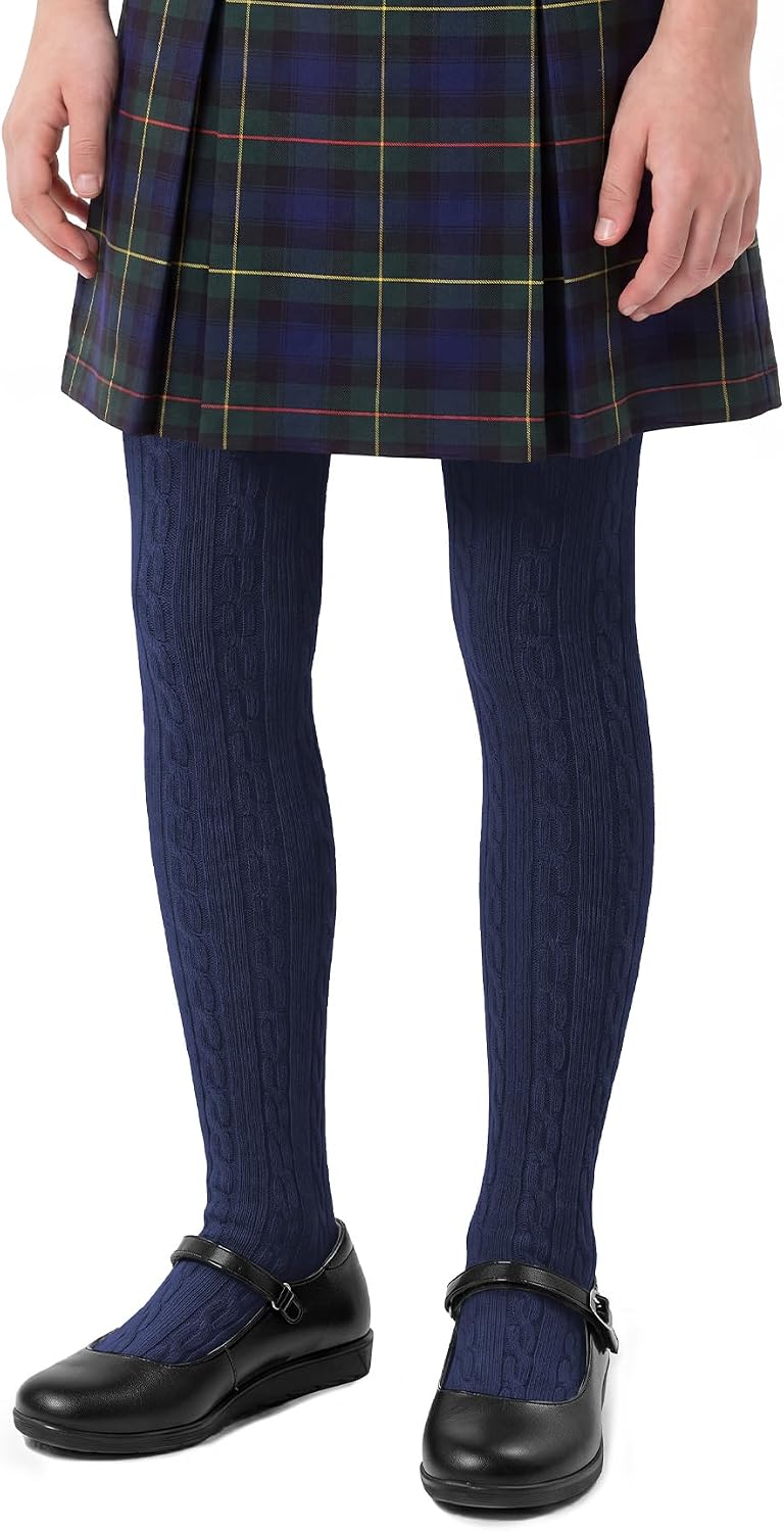 Zando Girls Cable Knit Tights 4-12 Years Kids Cotton Warm Stocking Leggings