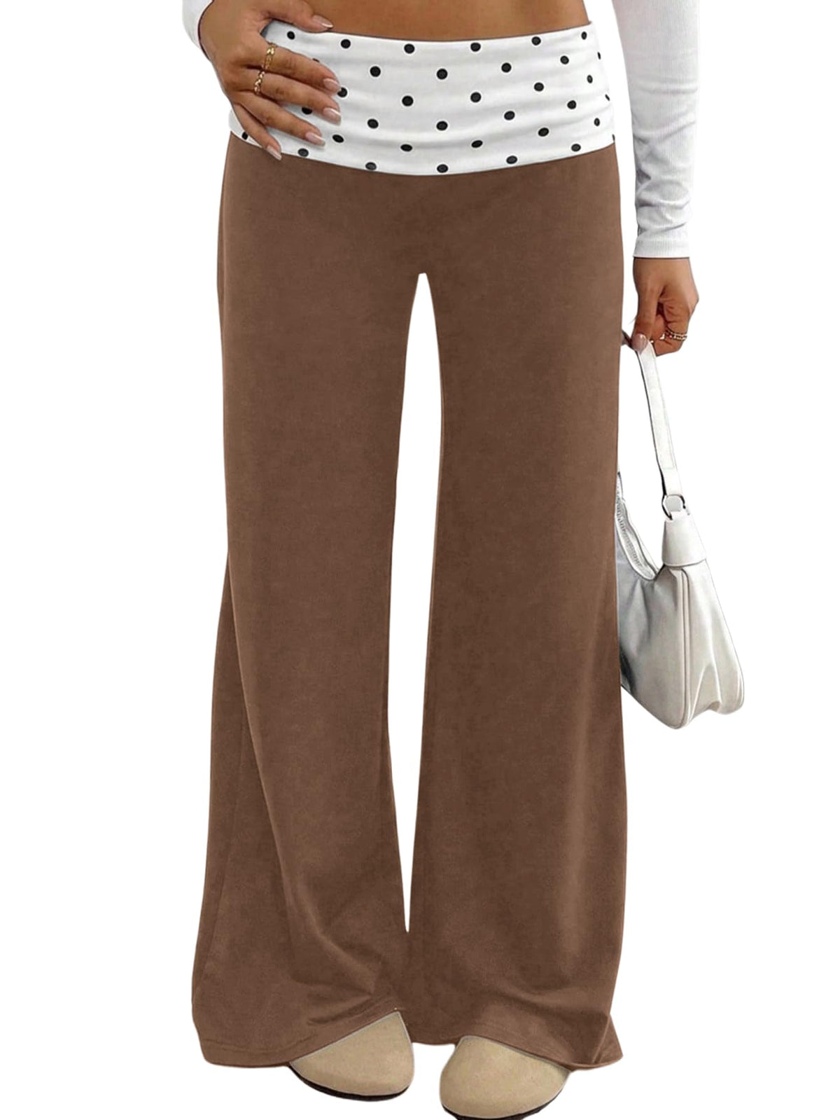 RoseSeek Girl's Polka Dots Fold Over Baggy Sweatpants Wide Leg Y2k Pants