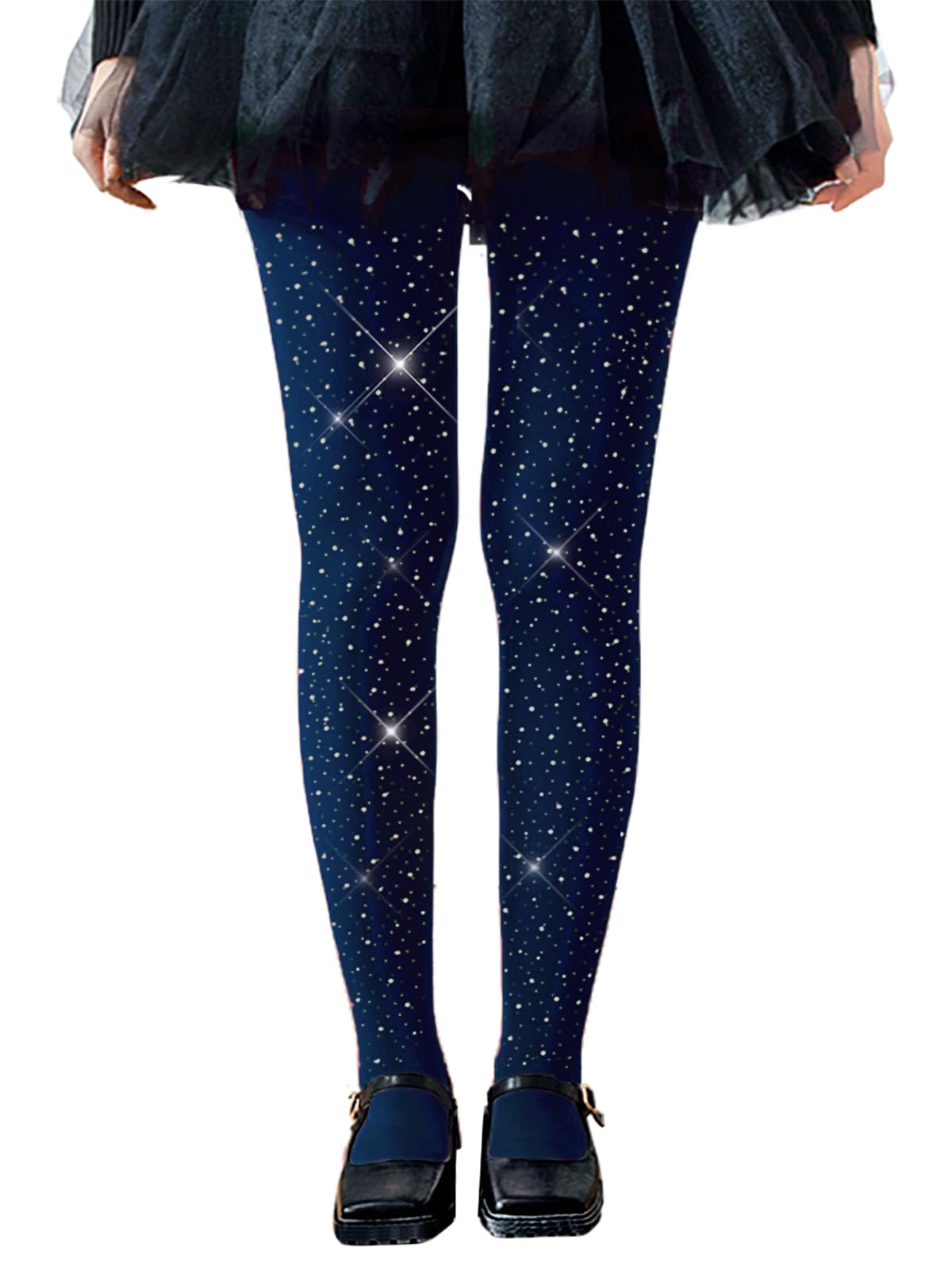 LUCKELF Girls Glitter Tights, Soft Opaque Tights Sparkle Rhinestone Tights School Dress Dance Stockings