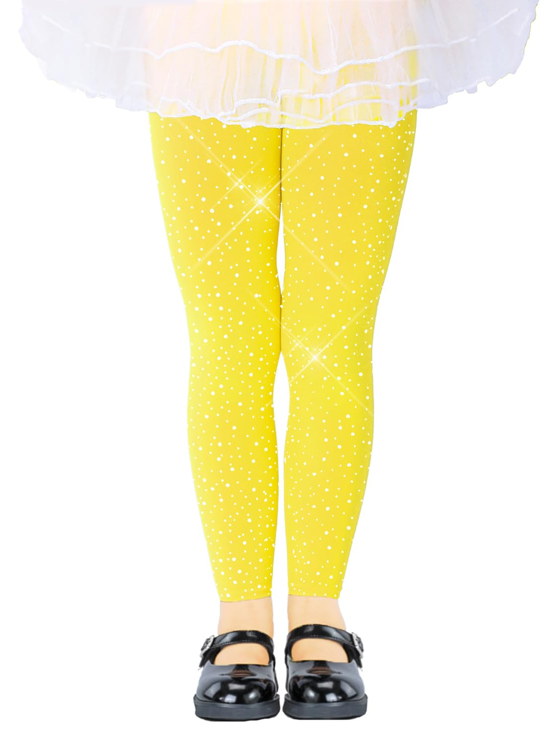 LUCKELF Girls Footless Tights with Sparkle Rhinestone Ballet Dance Tights for School Students Soft Stockings