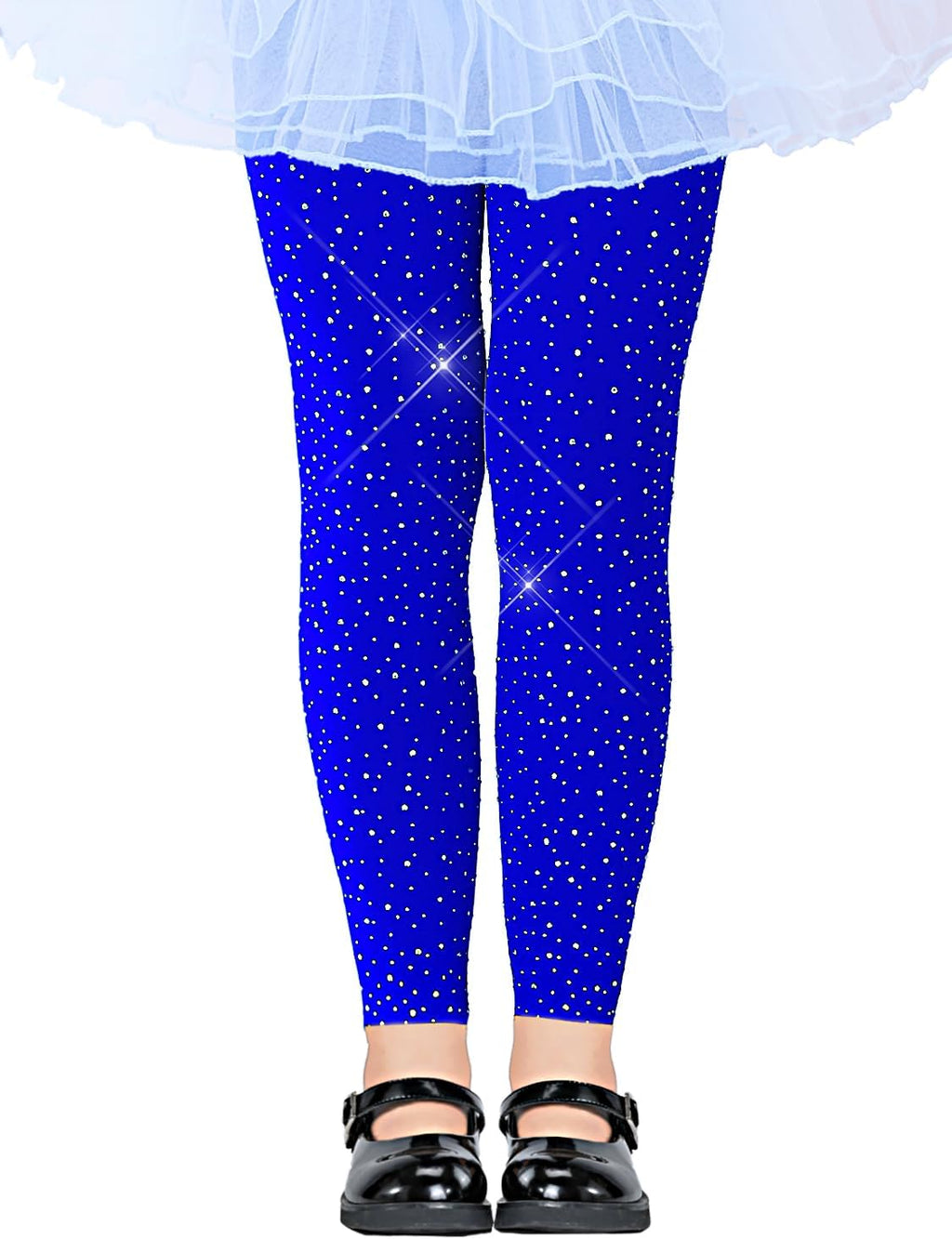 LUCKELF Girls Footless Tights with Sparkle Rhinestone Ballet Dance Tights for School Students Soft Stockings