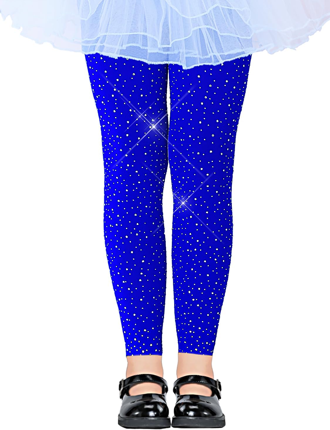 LUCKELF Girls Footless Tights with Sparkle Rhinestone Ballet Dance Tights for School Students Soft Stockings