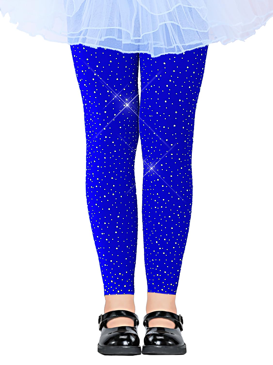 LUCKELF Girls Footless Tights with Sparkle Rhinestone Ballet Dance Tights for School Students Soft Stockings