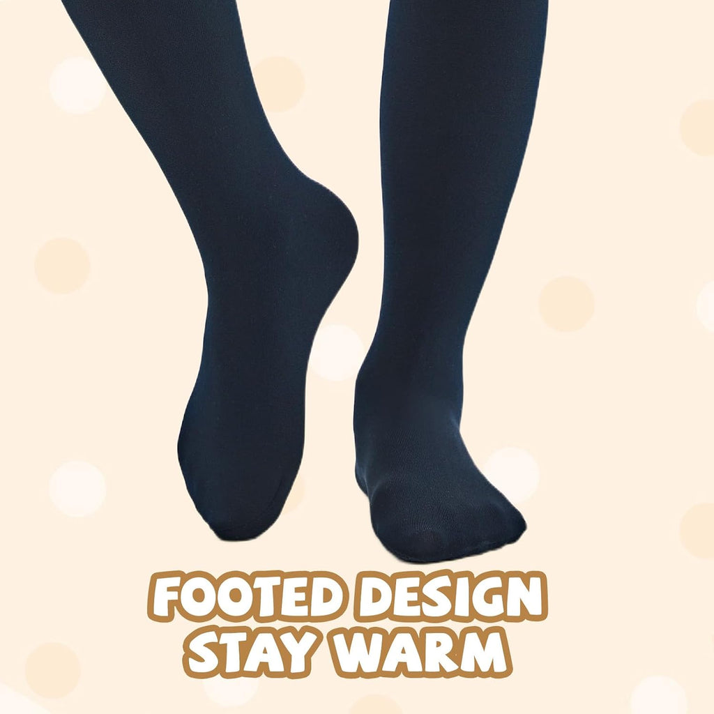 MANZI Fleece Lined Tights for Girls Thick Footed Girls Tights Age 2-10 Ultra-soft 2 Pairs 400-Denier