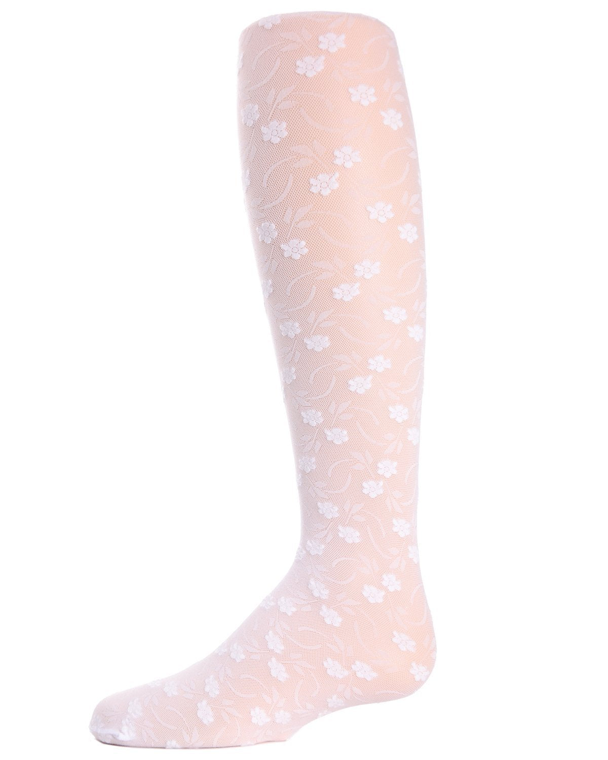 MeMoi Sweet Blossoms Sheer Tights for Girls, Ultra Soft and Lightweight Floral Lace Girls Tights - Sizes 2-14