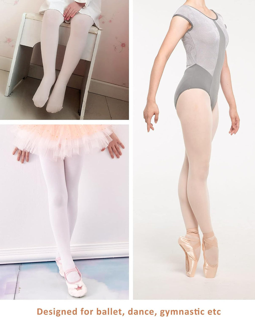 MdnMd Girls' Women's Ballet Tights Ultra Soft Convertible Dance Leggings Transition Tights for Toddler Kids Adult