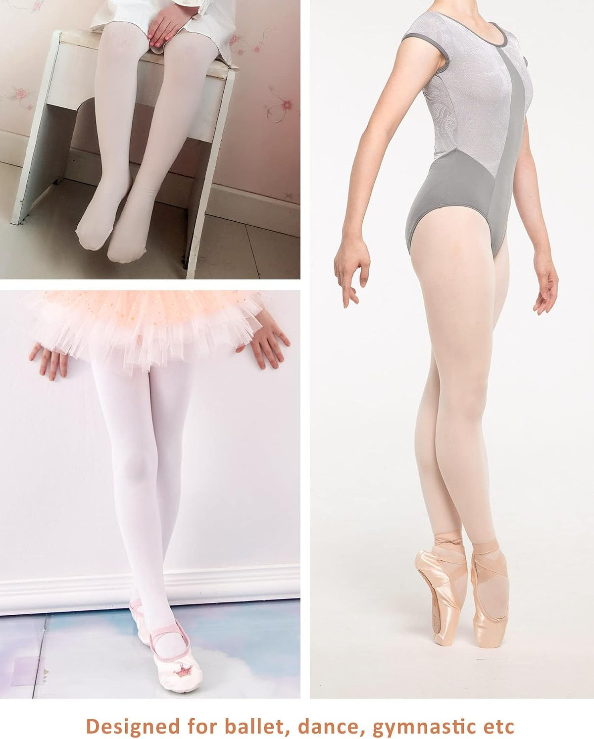 MdnMd Girls' Women's Ballet Tights Ultra Soft Convertible Dance Leggings Transition Tights for Toddler Kids Adult