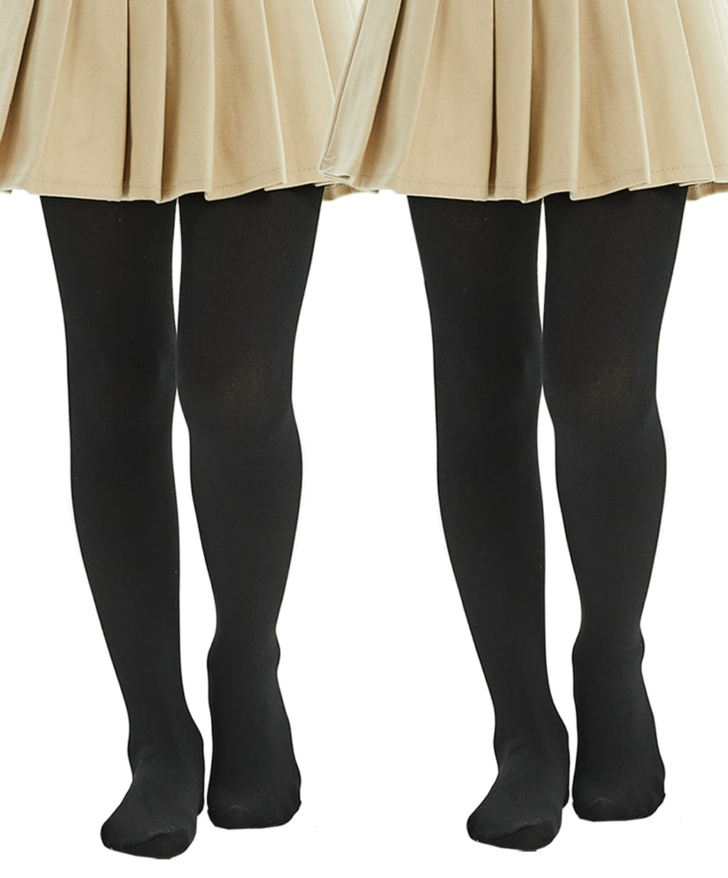 MANZI Fleece Lined Tights for Girls Thick Footed Girls Tights Age 2-10 Ultra-soft 2 Pairs 400-Denier