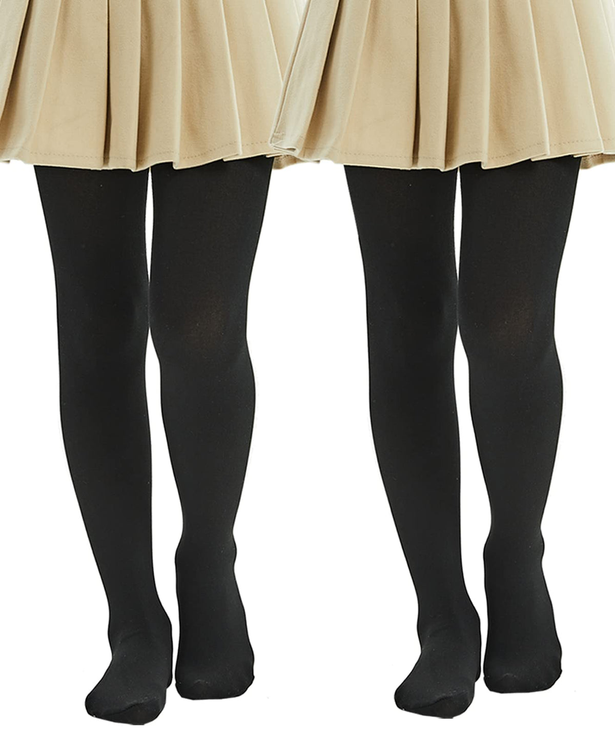 MANZI Fleece Lined Tights for Girls Thick Footed Girls Tights Age 2-10 Ultra-soft 2 Pairs 400-Denier