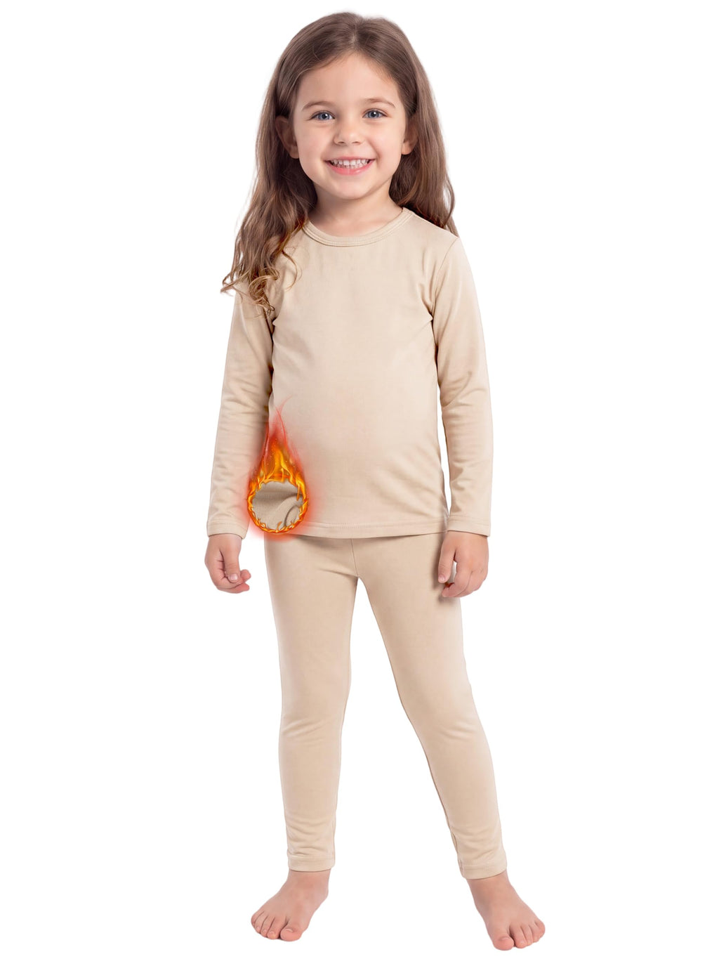 Toddler Fleece Lined Thermal Underwear Set Base Layer Long Johns for Kid ﻿