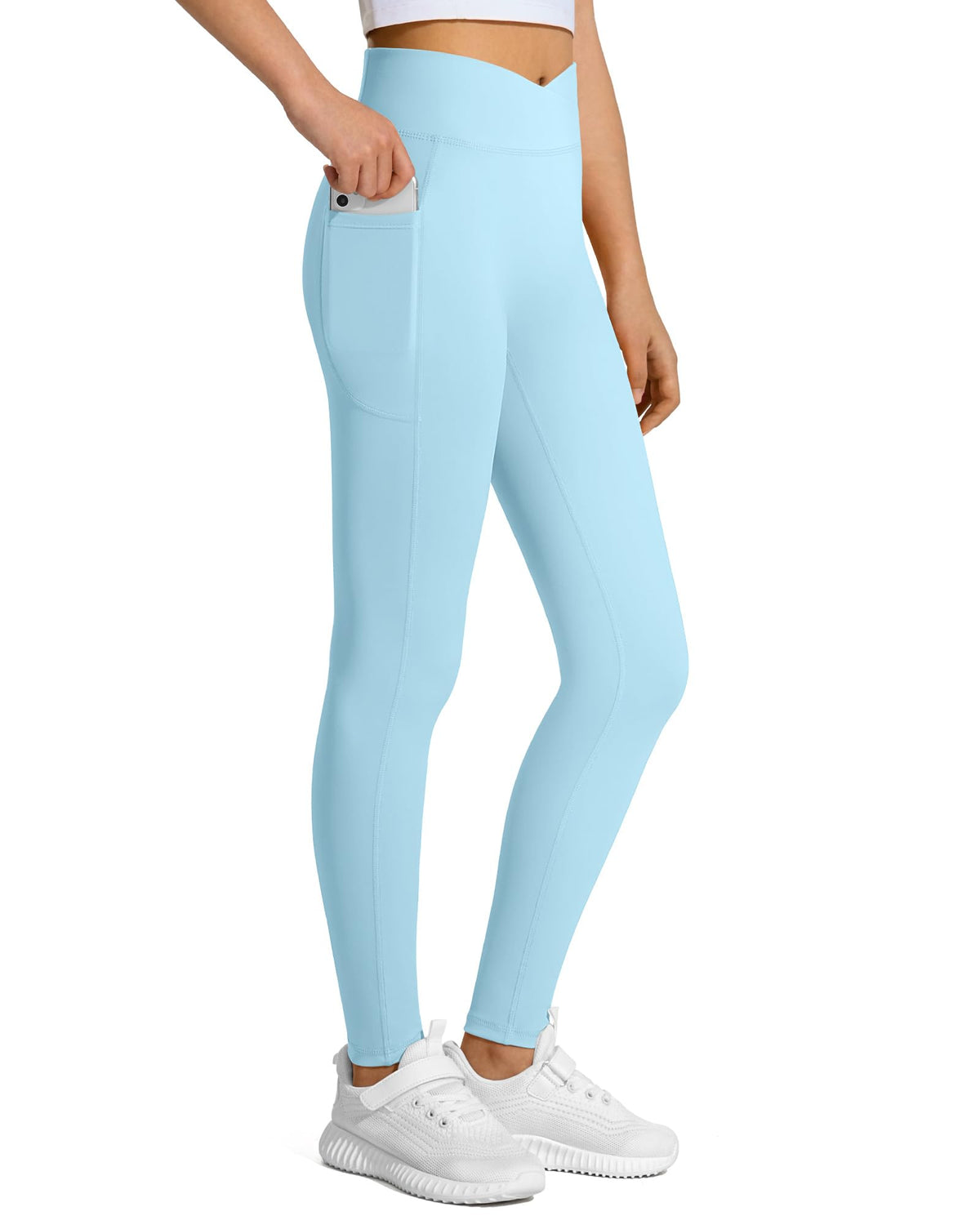JOCMIC Girls Athletic Leggings High Waist for Kids Yoga Pants with Pockets