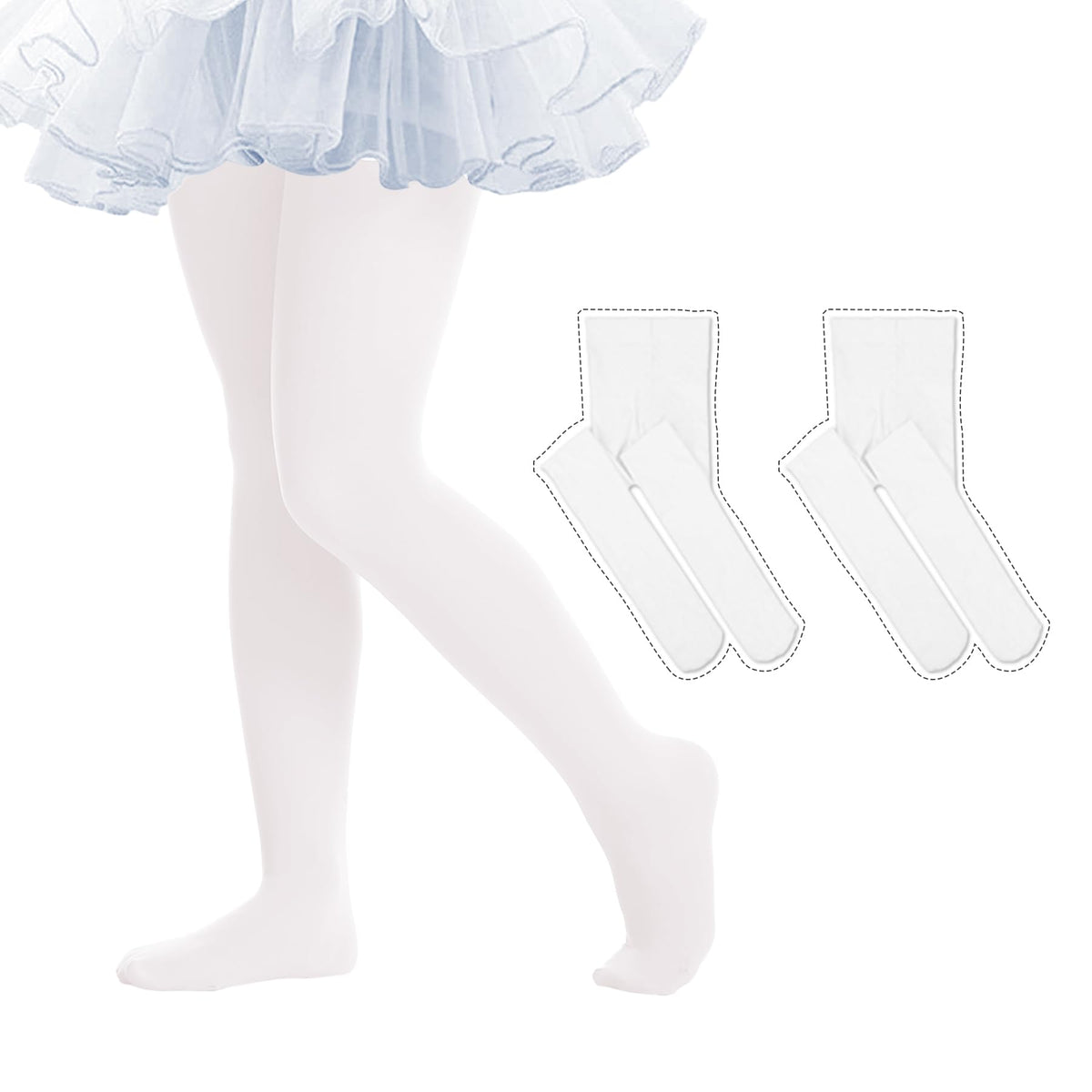 Ballet Tights for Girls - Ultra Soft Elastic Footed Tights for Toddler Girls - Warm Stockings