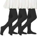 American Trends Girls Tights 3 Pair, Footed Opaque Dance Tights