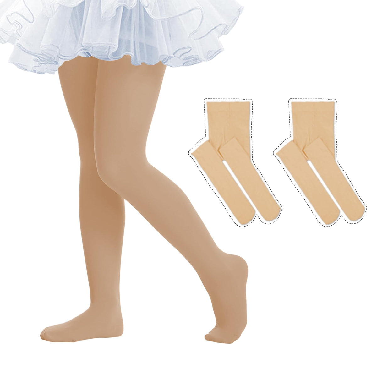 Ballet Tights for Girls - Ultra Soft Elastic Footed Tights for Toddler Girls - Warm Stockings