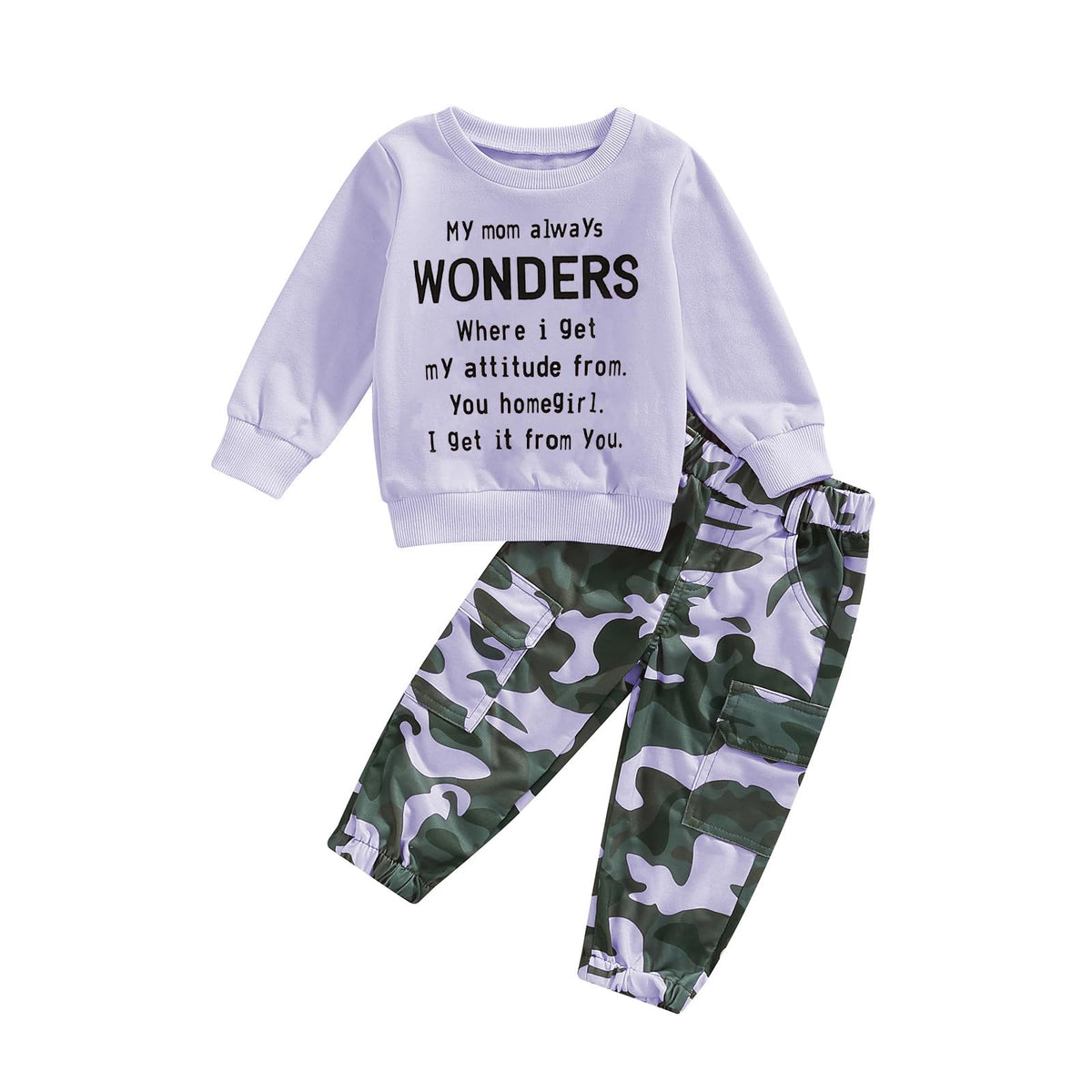 Toddler Girls Clothes 1T 2T 3T 4T 5T Fall Outfits Sweatshirt Camo Pants Set
