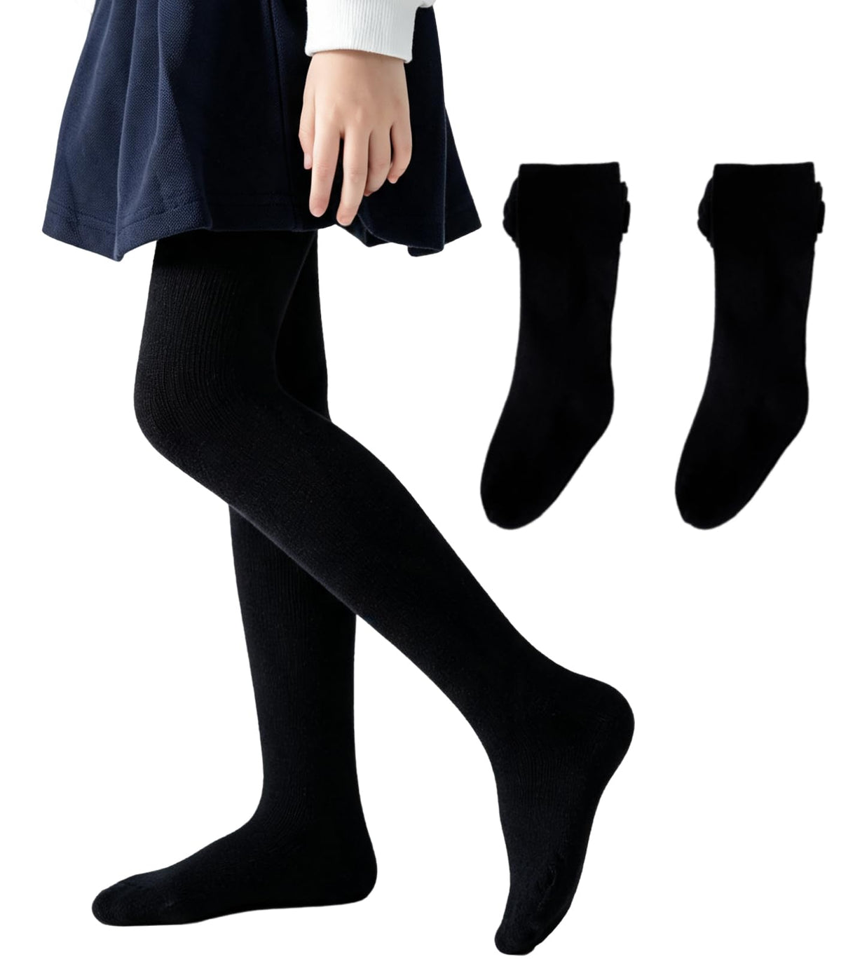 Girls Tights Cotton Seamless Toe School Uniform Stockings Ages 2-10