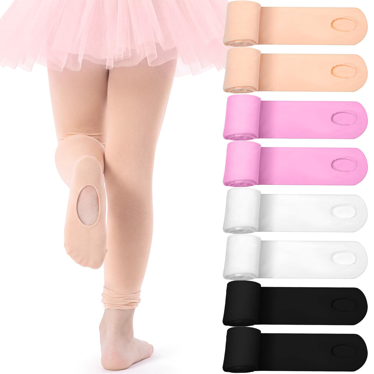 Janmercy 8 Pair Girls Ballet Tights Convertible Leggings