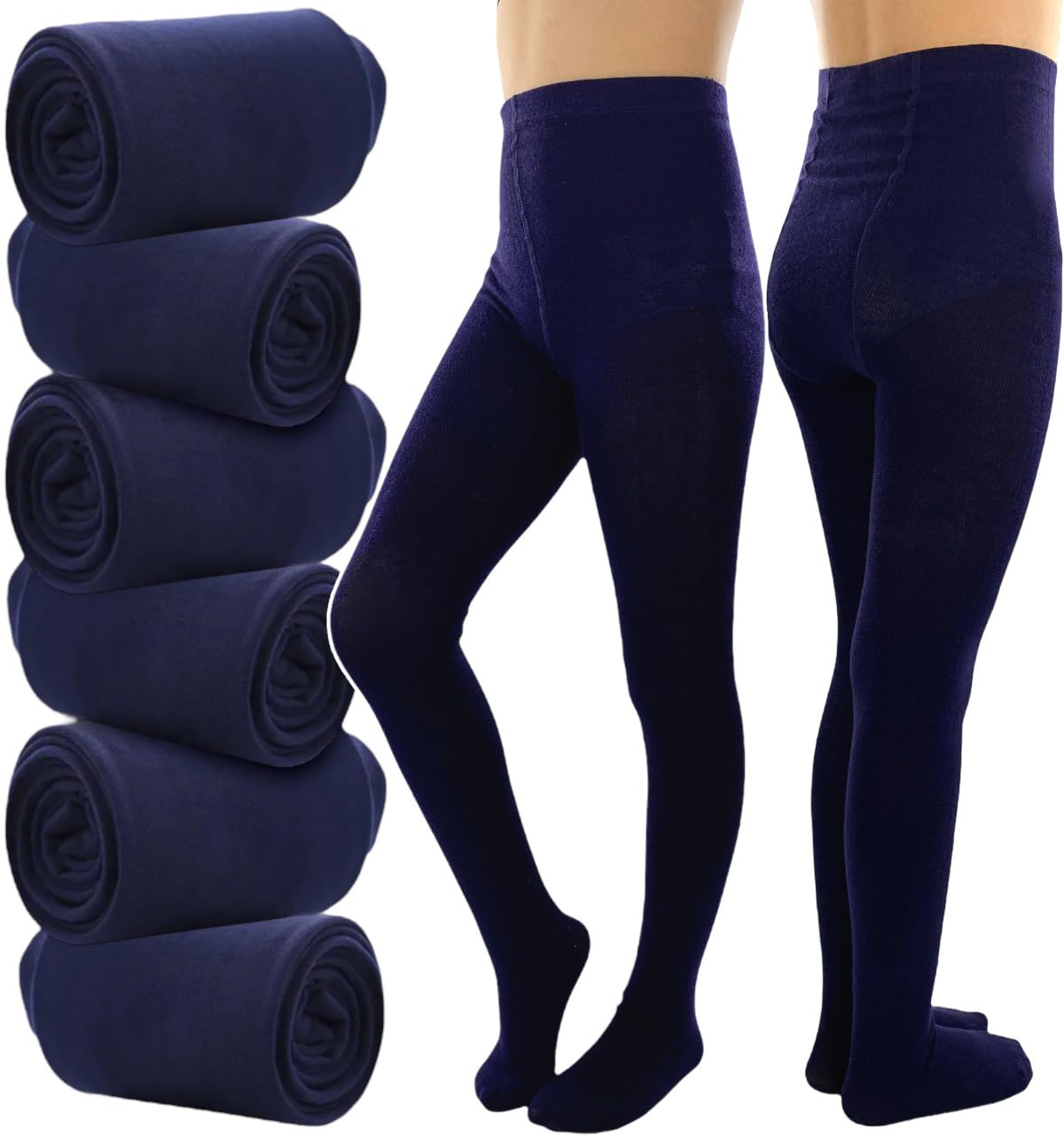 ToBeInStyle Girl’s Pack of 6 Opaque Knit Density Pull-On Warm Winter Tights