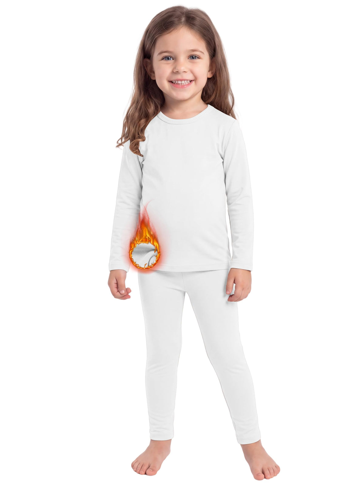 Toddler Fleece Lined Thermal Underwear Set Base Layer Long Johns for Kid ﻿