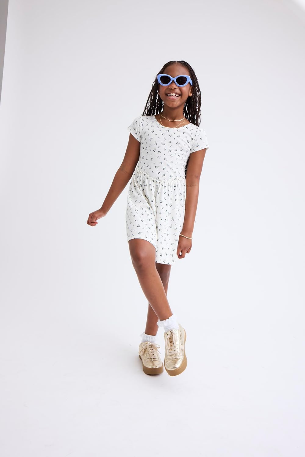 The Children's Place Girls' Plaid Stretch Jacquard Short Sleeve Dress