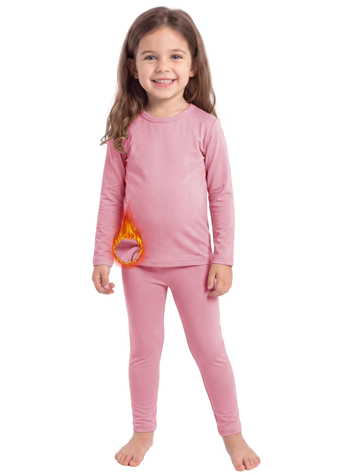 Toddler Fleece Lined Thermal Underwear Set Base Layer Long Johns for Kid ﻿