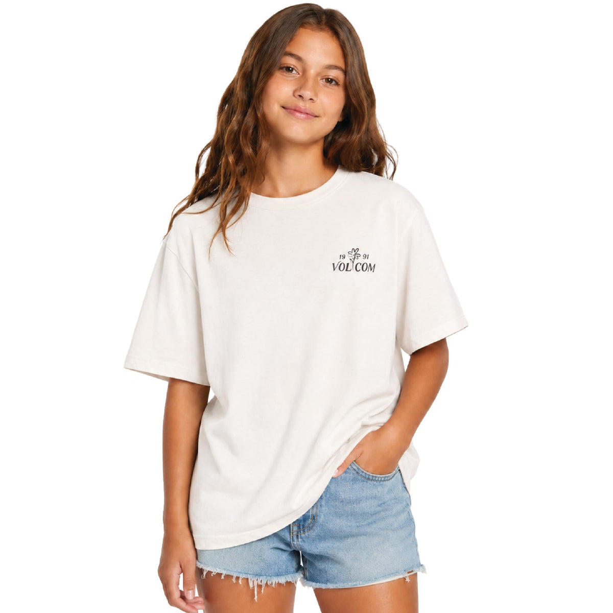Volcom Girls Crewneck Graphic Tee, Short Sleeve Casual Top