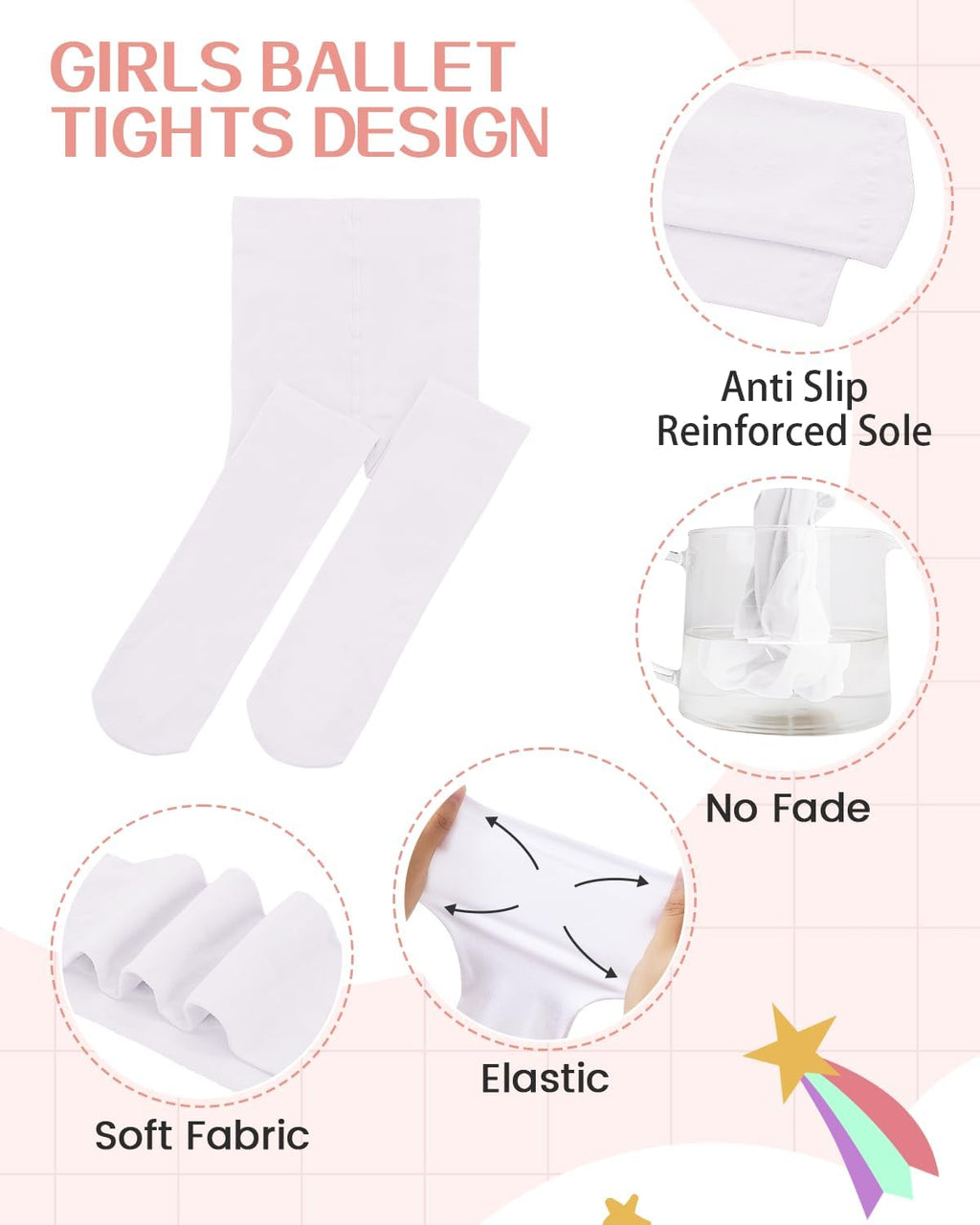 Century Star Toddler Ballet Tights for Girls Opaque Footed Dance