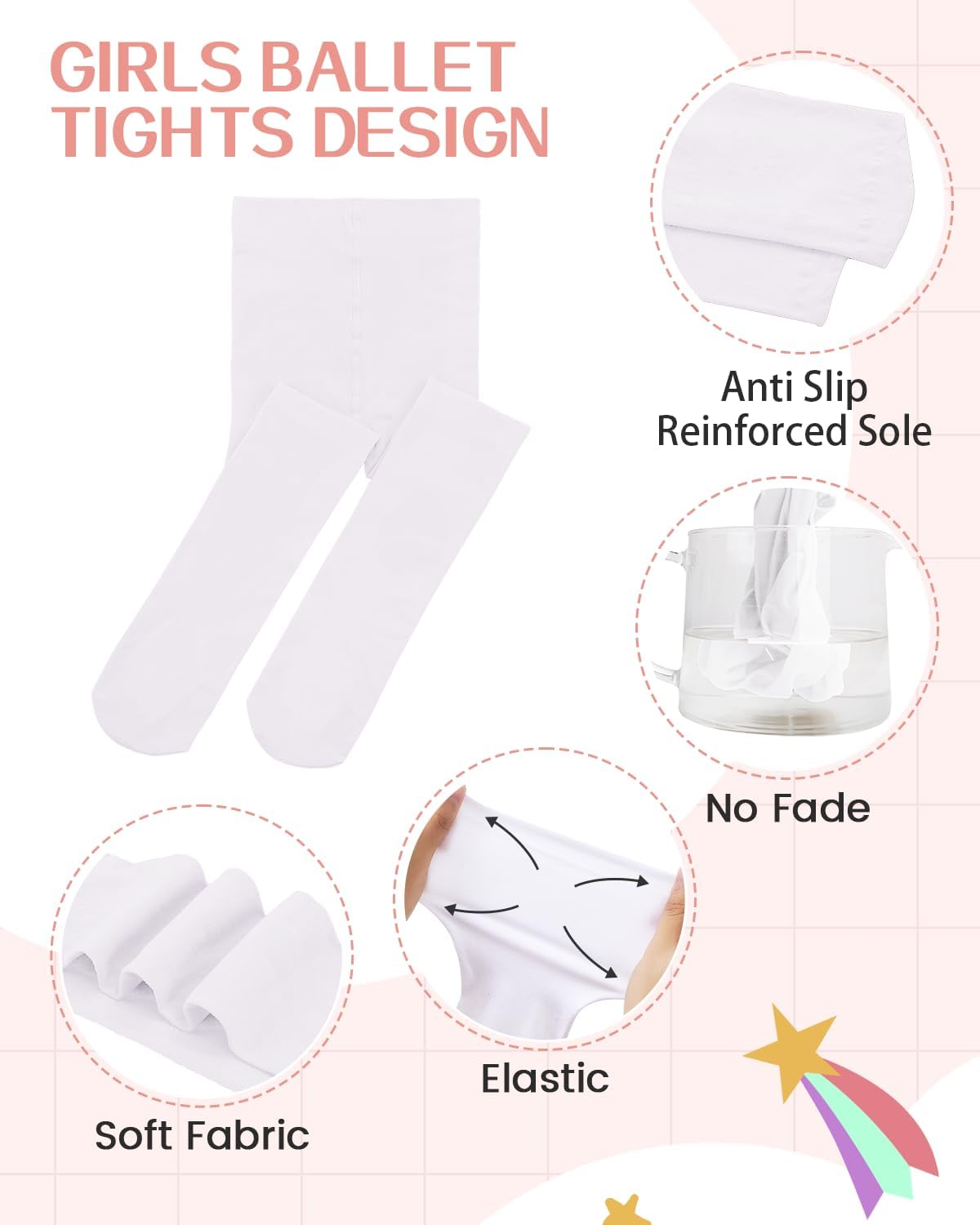 Century Star Toddler Ballet Tights for Girls Opaque Footed Dance