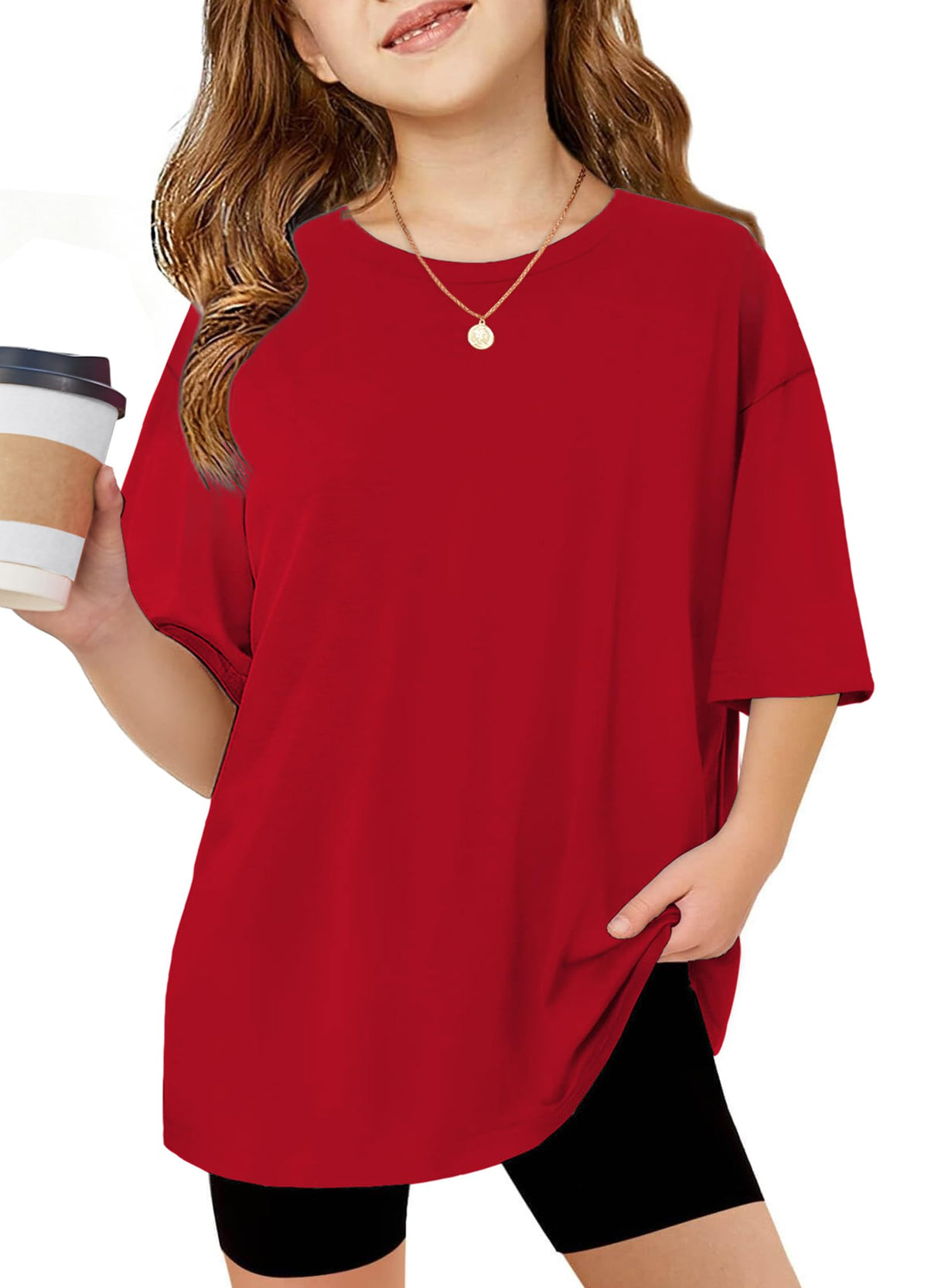 Arshiner Girls T Shirts Oversized Kids Summer Tops Casual Soft Basic Tees