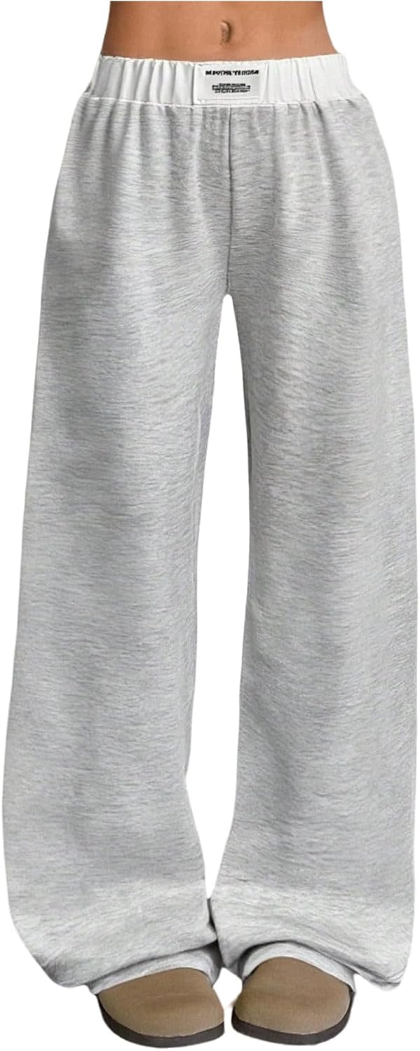 RoseSeek Girl's Wide Leg Baggy Sweatpants Patched Track Pant Joggers Trendy