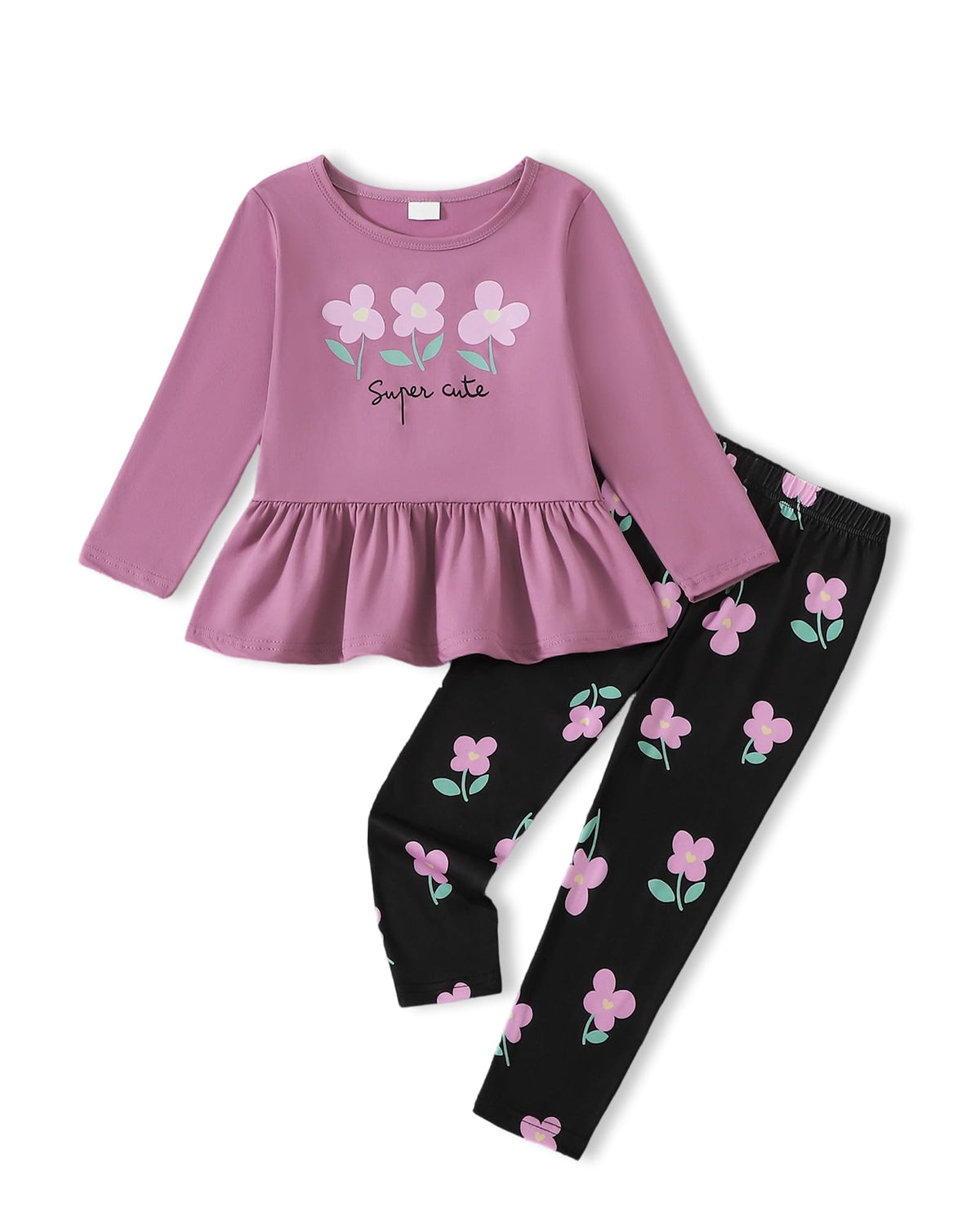 Toddler Girl Clothes Girls Fall Outfits Kids Clothing Winter Long Sleeves Ruffle Hems Top Pant Set 3-8T