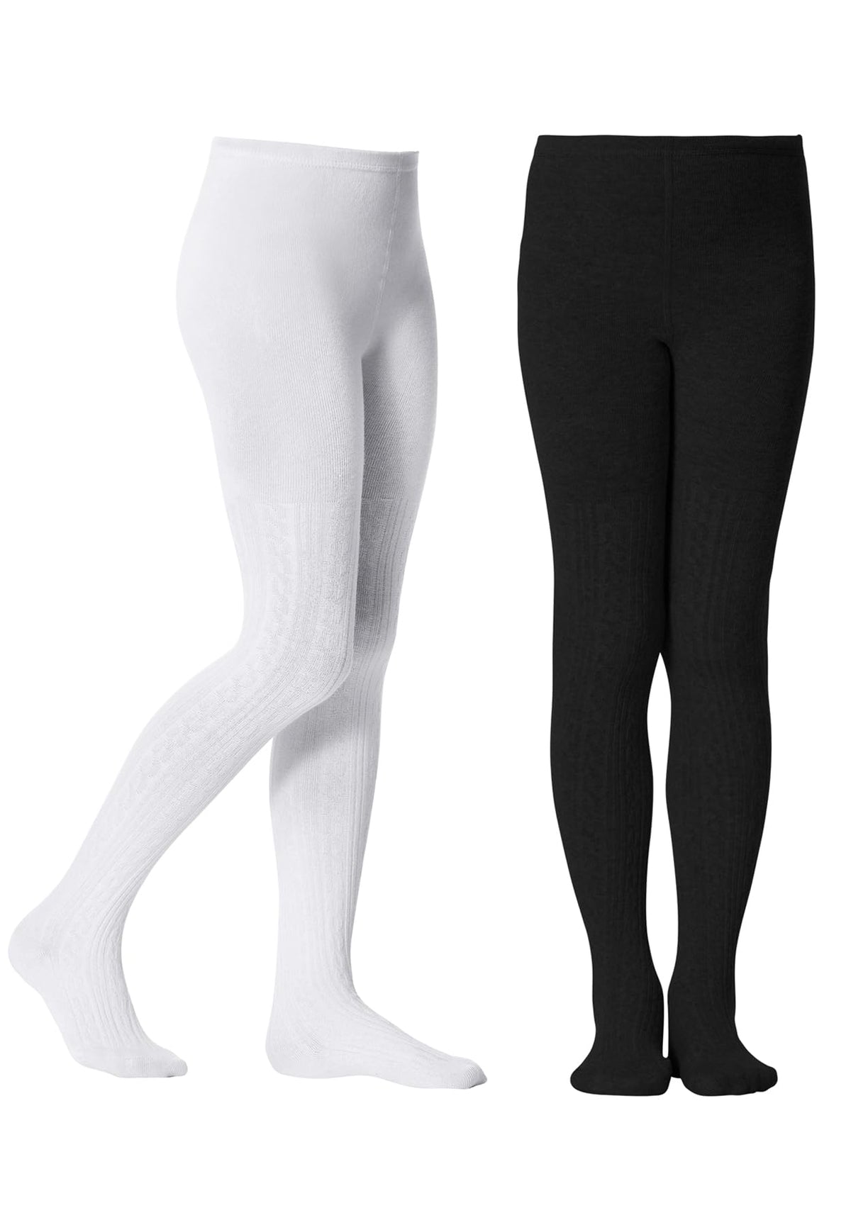 Zando 2 Pack Girls Tights Warm Kids Leggings Uniform Stockings Ages 6-12