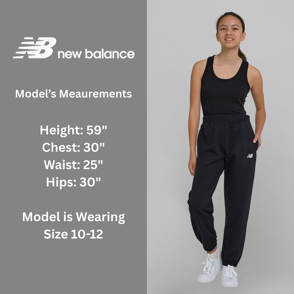 New Balance Girls Sweatpants 3-Pack, Soft Cotton Blend Fleece Joggers, 4-16