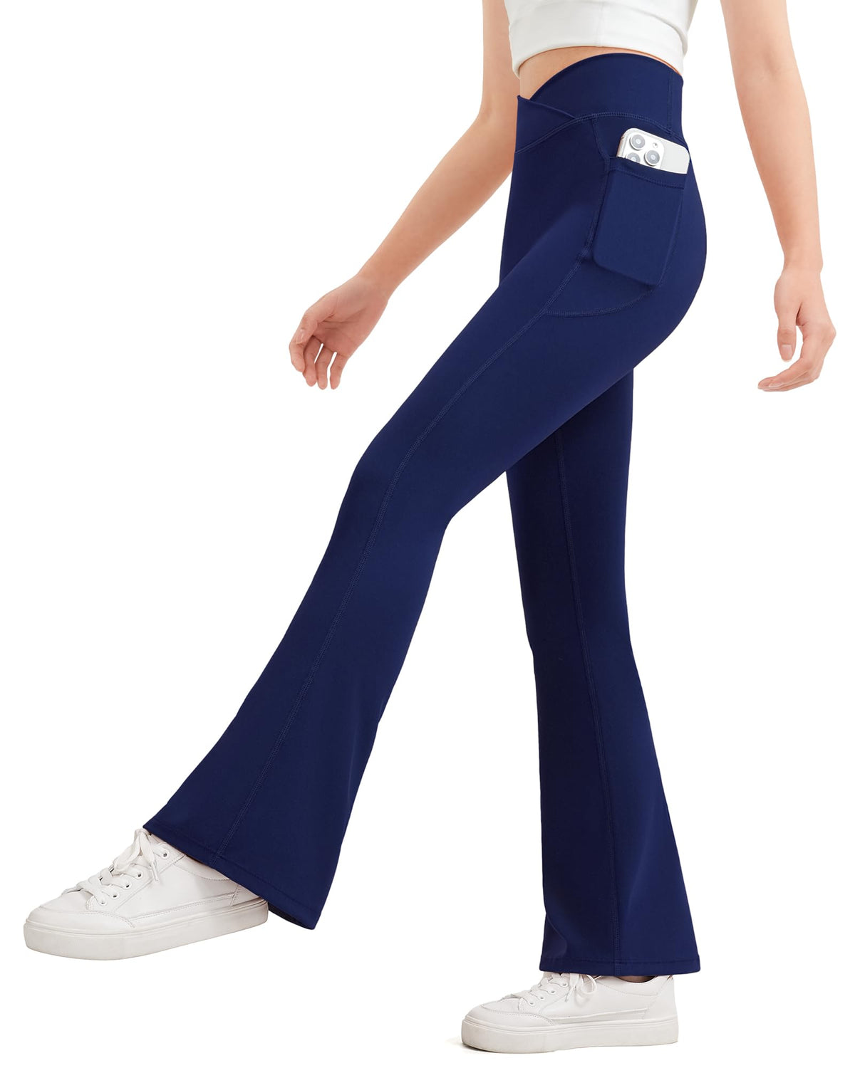 JOCMIC Girls Flare Leggings Kids Bell Bottom Yoga Pants with Pockets