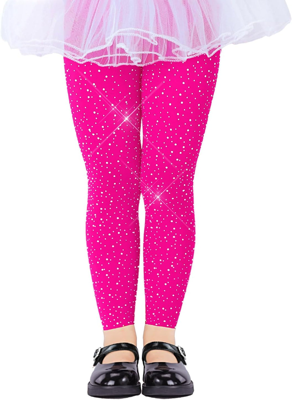 LUCKELF Girls Footless Tights with Sparkle Rhinestone Ballet Dance Tights for School Students Soft Stockings