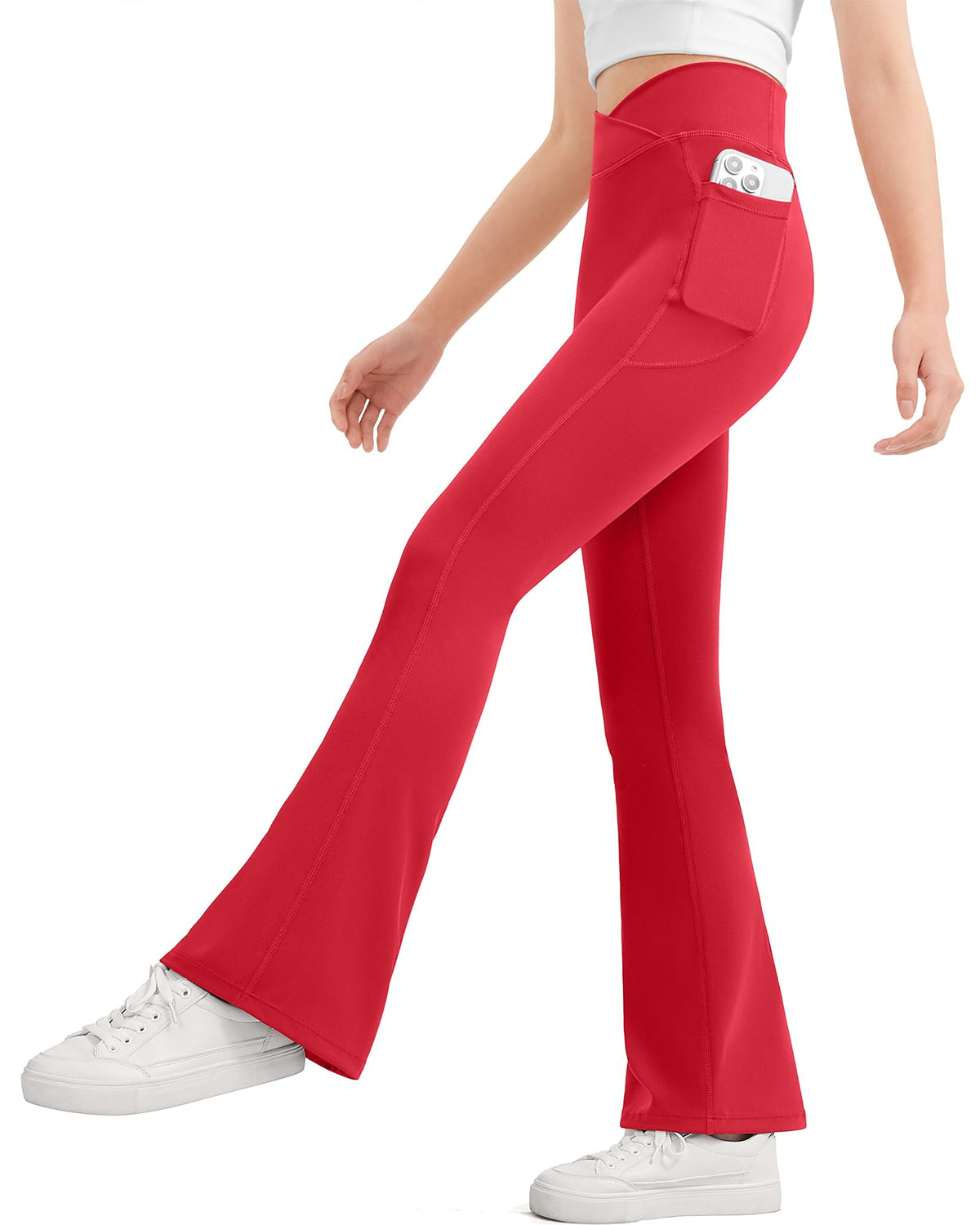 JOCMIC Girls Flare Leggings Kids Bell Bottom Yoga Pants with Pockets