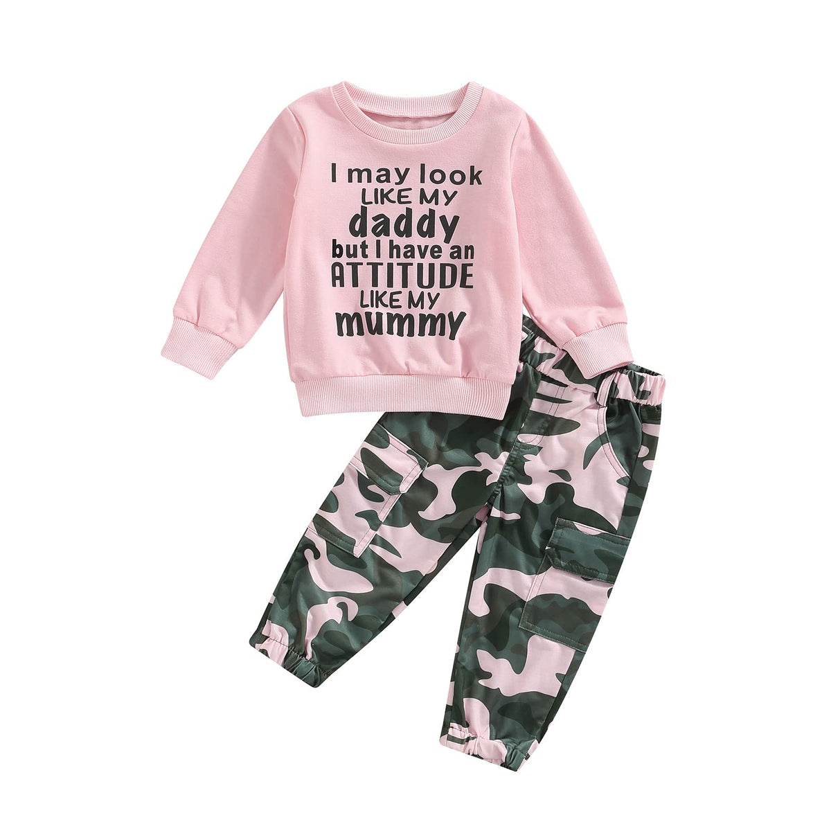 Toddler Girls Clothes 1T 2T 3T 4T 5T Fall Outfits Sweatshirt Camo Pants Set