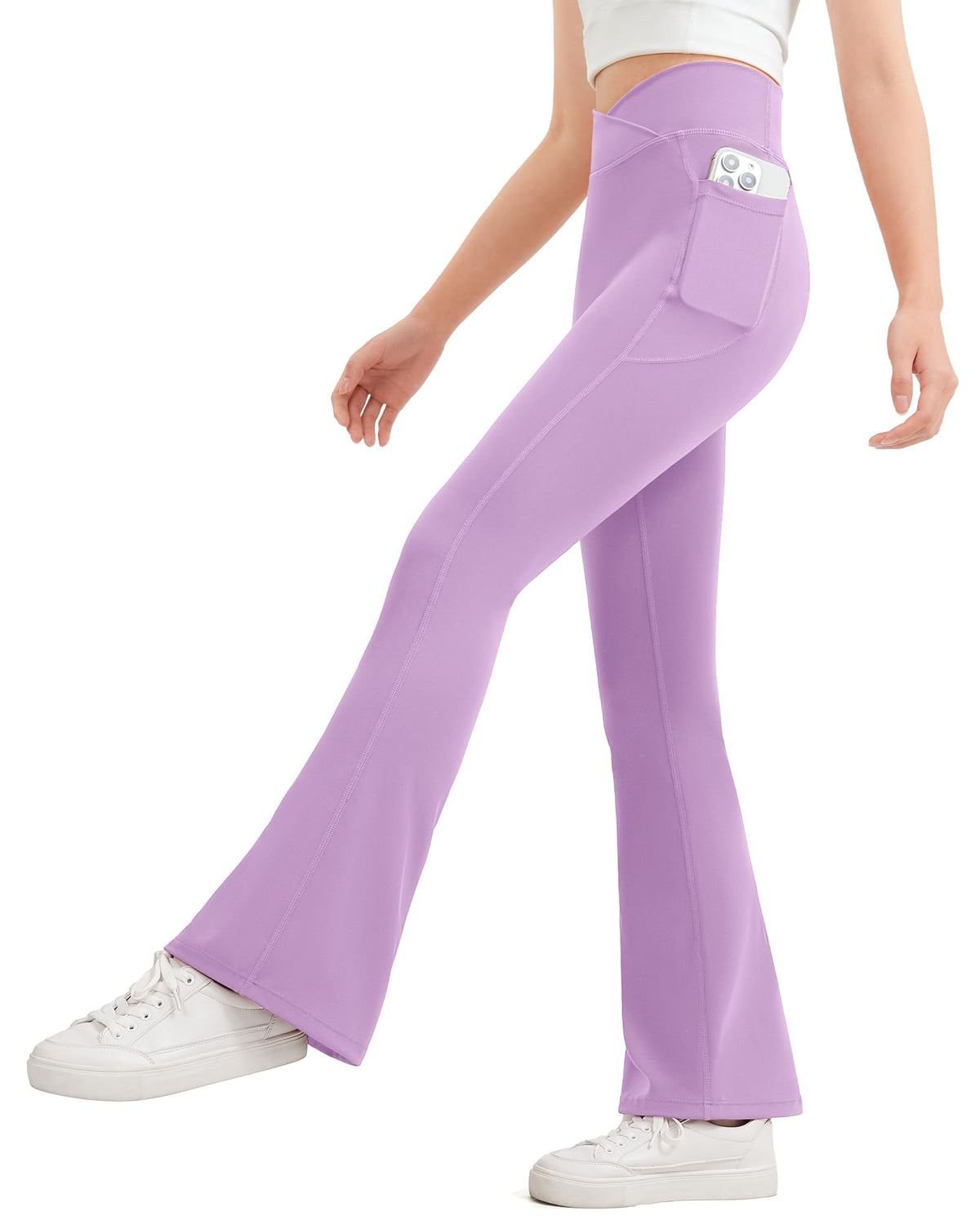 JOCMIC Girls Flare Leggings Kids Bell Bottom Yoga Pants with Pockets