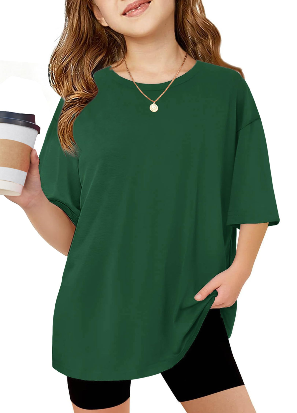 Arshiner Girls T Shirts Oversized Kids Summer Tops Casual Soft Basic Tees