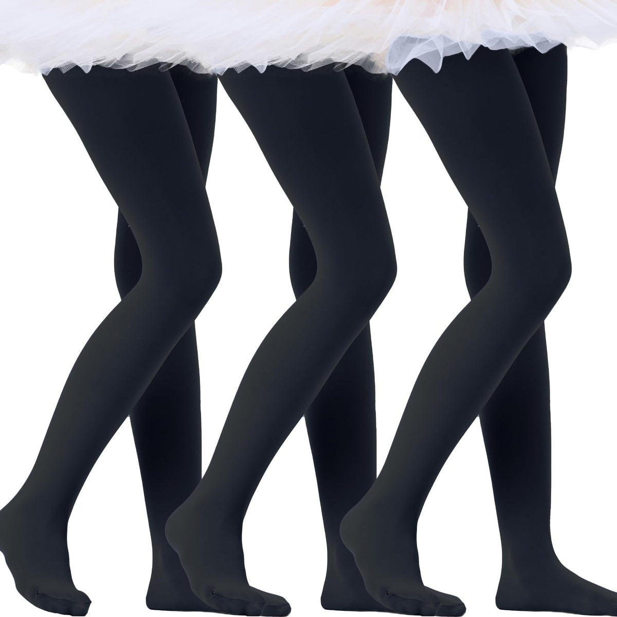 Citystl Ballet Tights for Girls - 3 Pairs, Multiple Colors, Cotton School Dress Tights