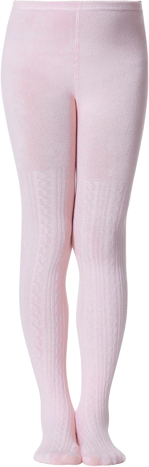Century Star 3 Pack Girls Cable Knit Cotton Tights - Warm Leggings Footed Seamless Stockings Pantyhose for School Dance