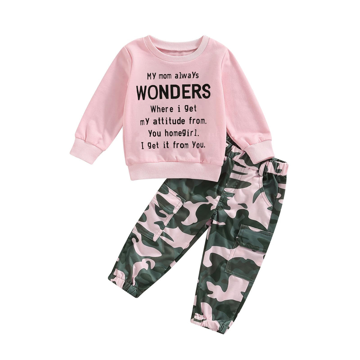 Toddler Girls Clothes 1T 2T 3T 4T 5T Fall Outfits Sweatshirt Camo Pants Set