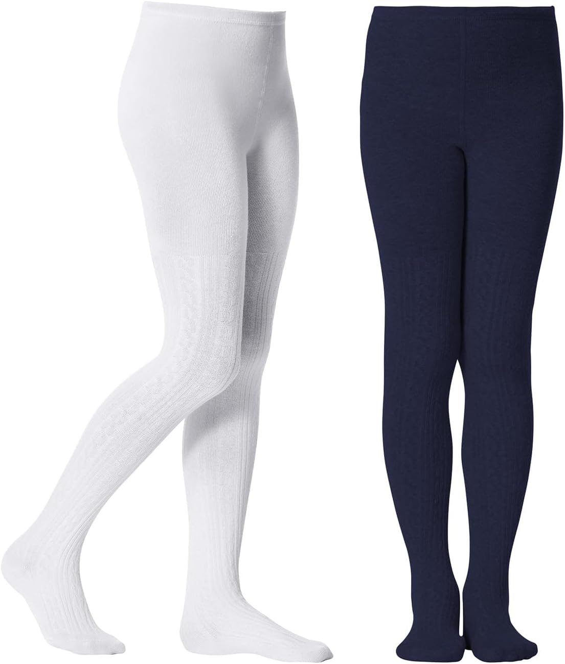 Zando 2 Pack Girls Tights Warm Kids Leggings Uniform Stockings Ages 6-12