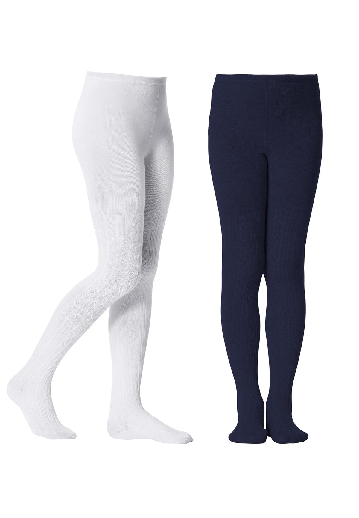 Zando 2 Pack Girls Tights Warm Kids Leggings Uniform Stockings Ages 6-12