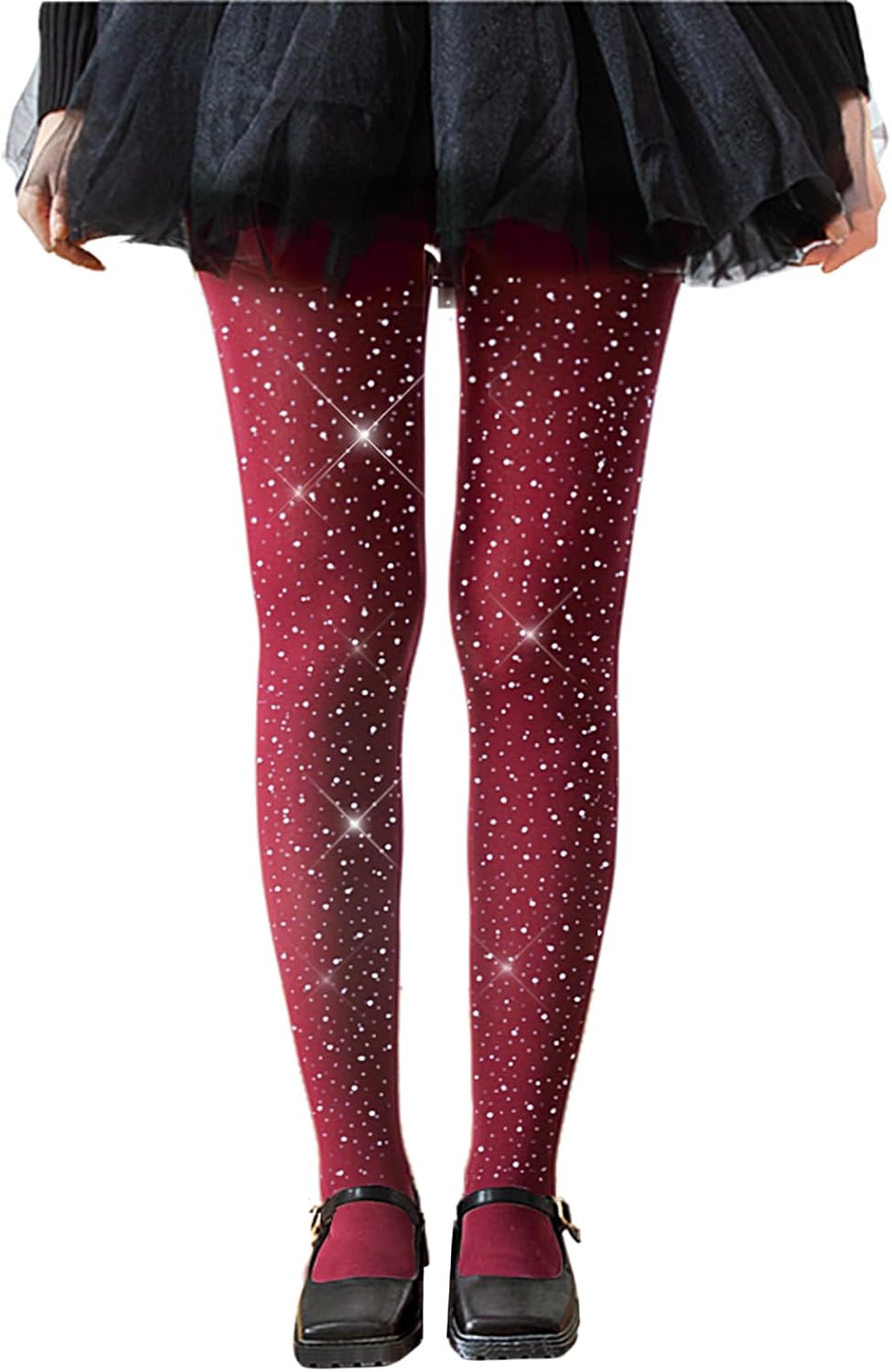 LUCKELF Girls Glitter Tights, Soft Opaque Tights Sparkle Rhinestone Tights School Dress Dance Stockings