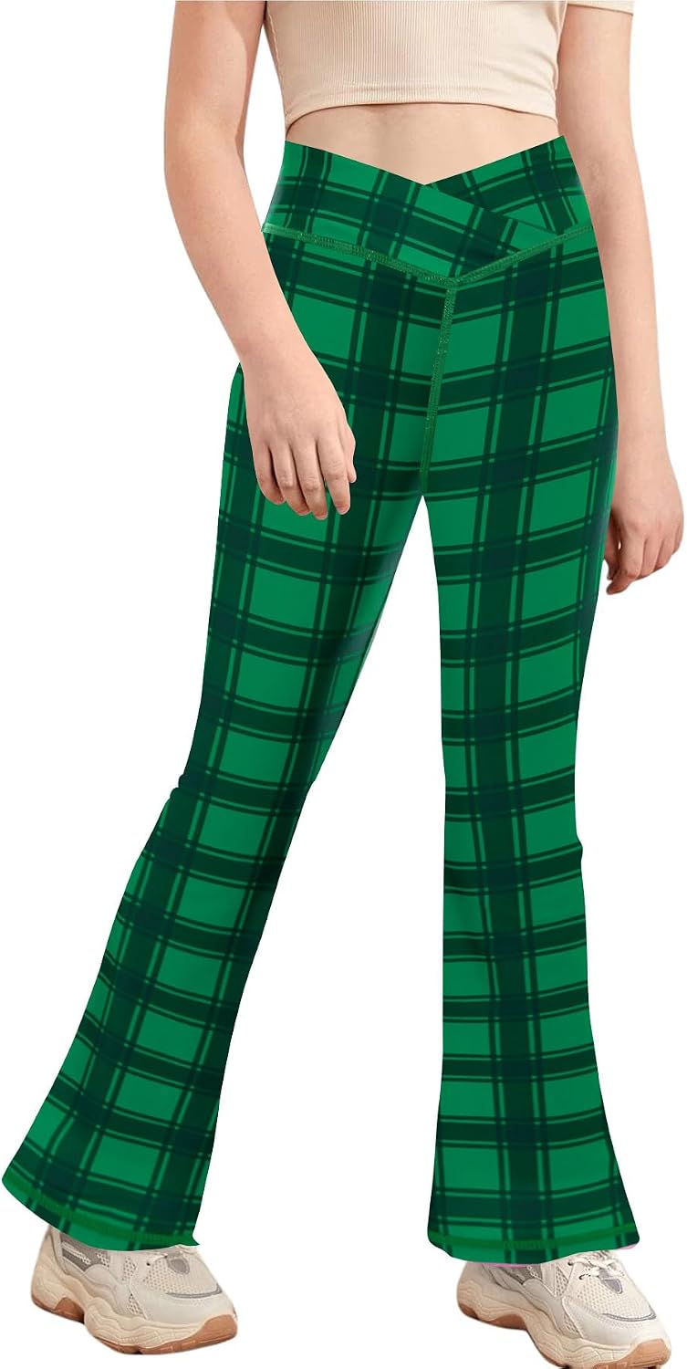 Esobo Girls Flare Leggings Kids High Waist Yoga Dance Pants Bell Bottoms