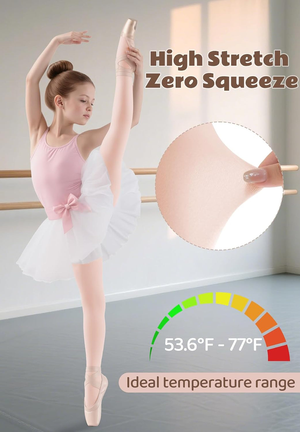 Zando 3 Pairs Ballet Tights for Girls Soft Velvet Footed Dance Tights 6-12Y